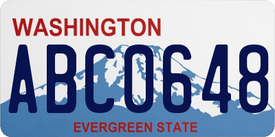 WA license plate ABC0648