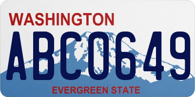 WA license plate ABC0649