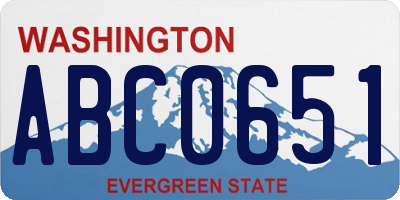 WA license plate ABC0651