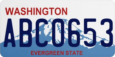 WA license plate ABC0653