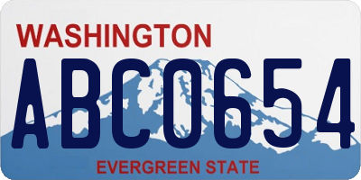 WA license plate ABC0654