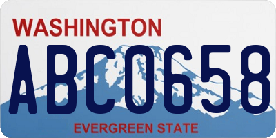 WA license plate ABC0658