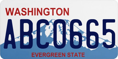 WA license plate ABC0665