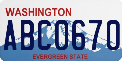 WA license plate ABC0670