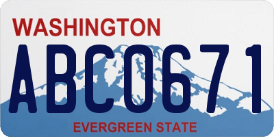 WA license plate ABC0671