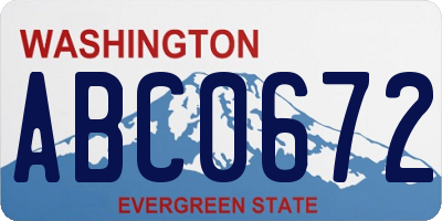 WA license plate ABC0672