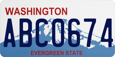 WA license plate ABC0674