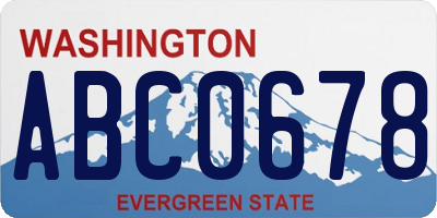 WA license plate ABC0678