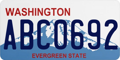 WA license plate ABC0692