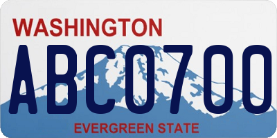 WA license plate ABC0700
