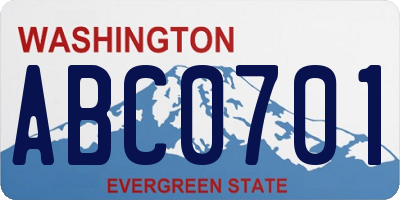 WA license plate ABC0701