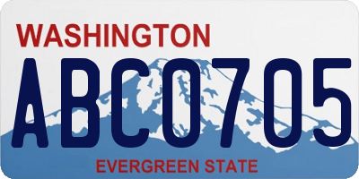 WA license plate ABC0705
