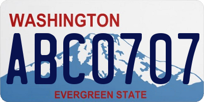 WA license plate ABC0707