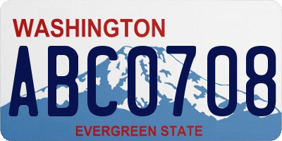 WA license plate ABC0708