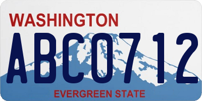 WA license plate ABC0712