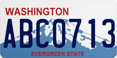 WA license plate ABC0713