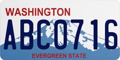 WA license plate ABC0716
