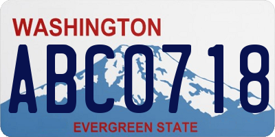 WA license plate ABC0718
