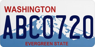 WA license plate ABC0720