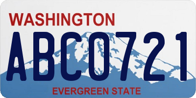 WA license plate ABC0721