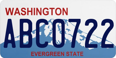 WA license plate ABC0722