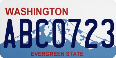 WA license plate ABC0723