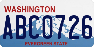 WA license plate ABC0726