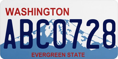 WA license plate ABC0728