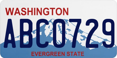 WA license plate ABC0729