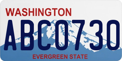 WA license plate ABC0730