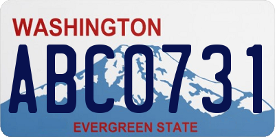 WA license plate ABC0731