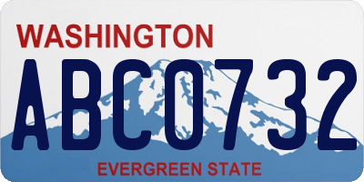 WA license plate ABC0732