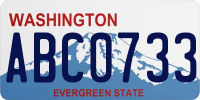WA license plate ABC0733