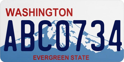 WA license plate ABC0734