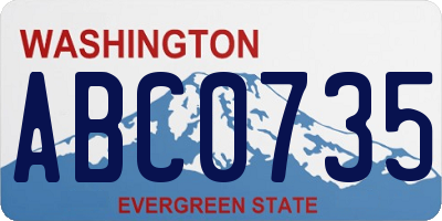 WA license plate ABC0735