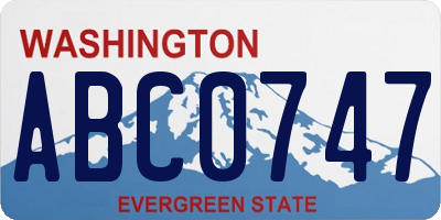 WA license plate ABC0747
