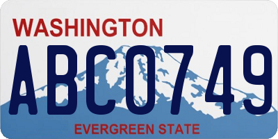 WA license plate ABC0749