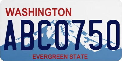WA license plate ABC0750