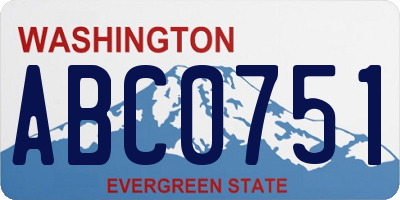 WA license plate ABC0751
