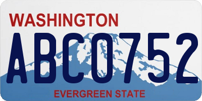 WA license plate ABC0752