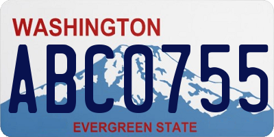 WA license plate ABC0755