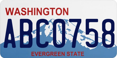 WA license plate ABC0758