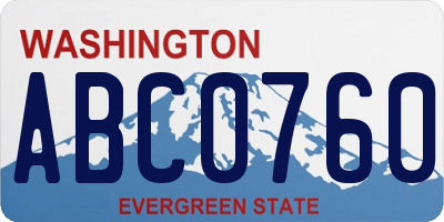 WA license plate ABC0760