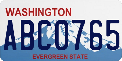 WA license plate ABC0765