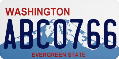 WA license plate ABC0766