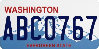 WA license plate ABC0767