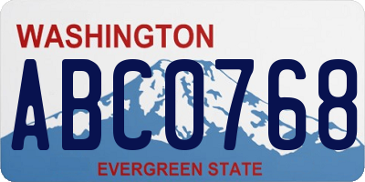 WA license plate ABC0768