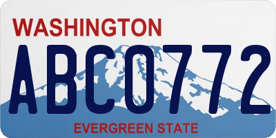 WA license plate ABC0772