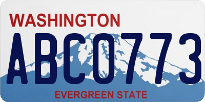 WA license plate ABC0773