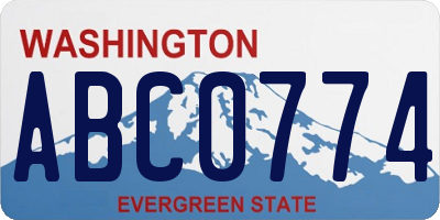 WA license plate ABC0774